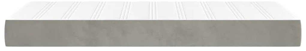 Colchão de molas ensacadas 80x200x20 cm veludo cinza-claro