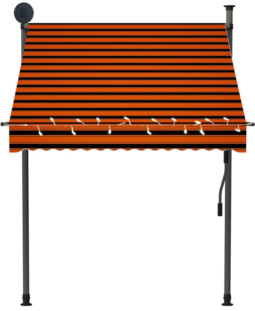 Toldo retrátil manual com LED 150 cm laranja e castanho