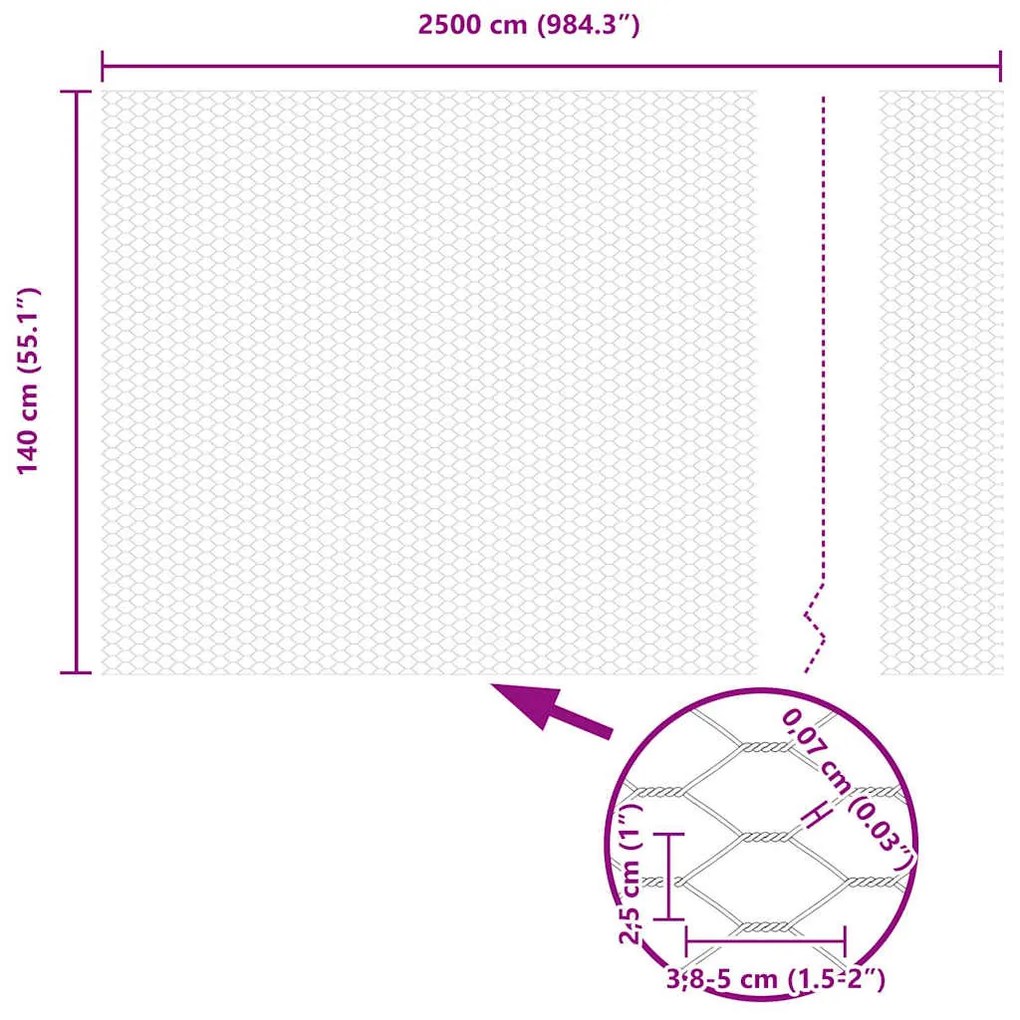 Cerca Hexagonal vidaXL Cinza 1,4x25 m Aço