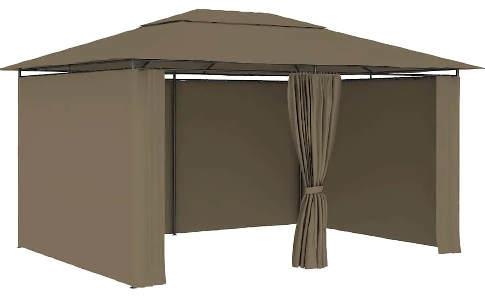 Tenda de jardim com cortinas 4x3m 180 g/m² cinzento-acastanhado
