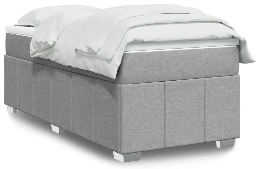 Cama com molas/colchão 80x200 cm tecido cinza-claro