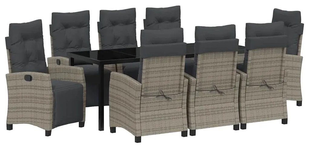 Conjunto de Jantar de Jardim com 9 Peças em Rattan Cinza