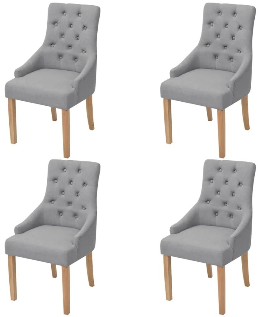 Cadeiras de jantar 4 pcs tecido cinzento-claro