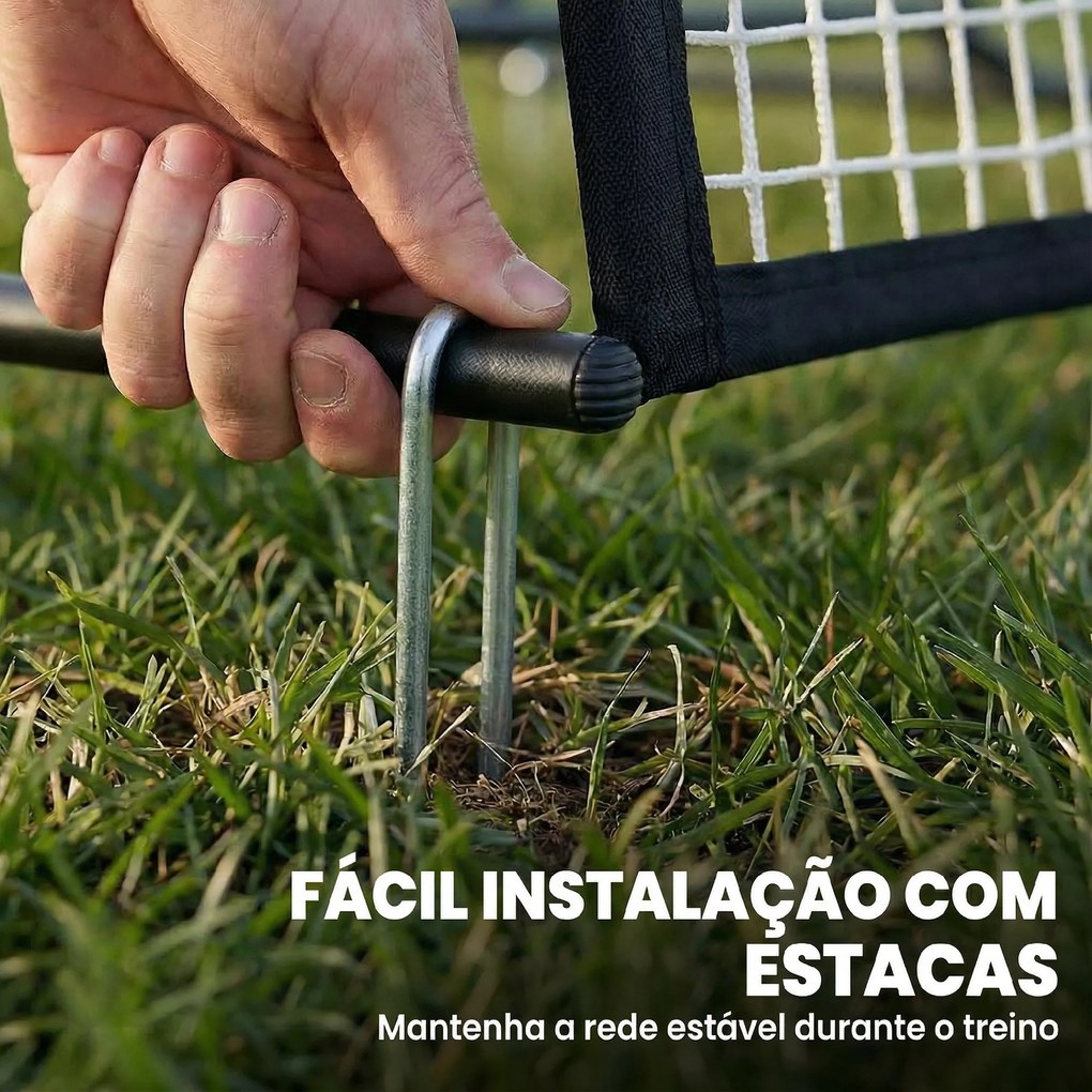 Rede de Ressalto Dobrável 2 em 1 com Bolsa de Transporte para Treino de Futebol e Basebol 200x94x122 cm Preto