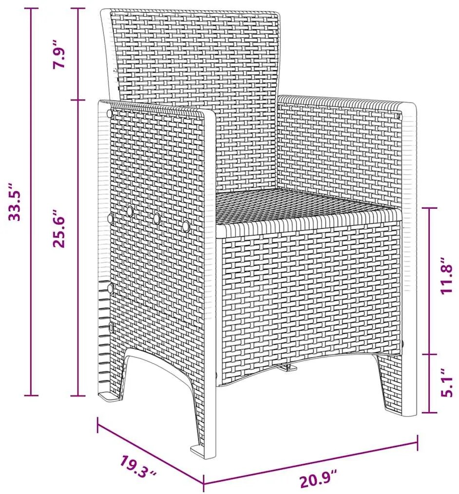 Conjunto de Jantar ao Ar Livre 3 pcs Antracite