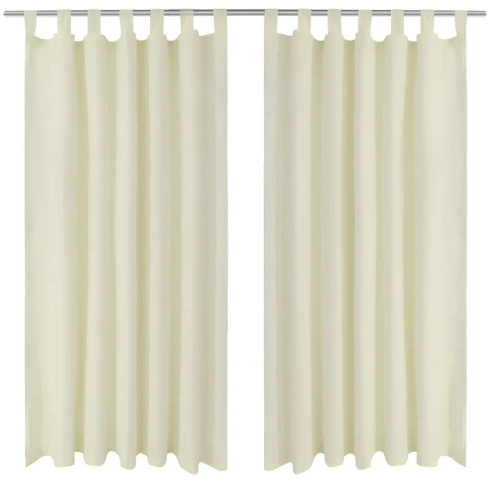 Cortinas de cetim com presilhas, 2 pcs, 140 x 175 cm, creme