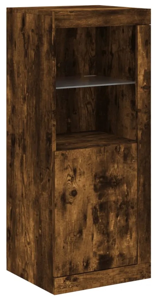 Aparador com luzes LED 41x37x100 cm carvalho fumado