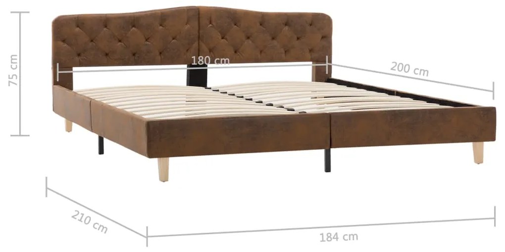 Estrutura de cama 180x200 cm camurça artificial castanho