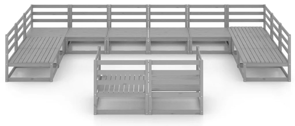 12 pcs conjunto lounge de jardim pinho maciço