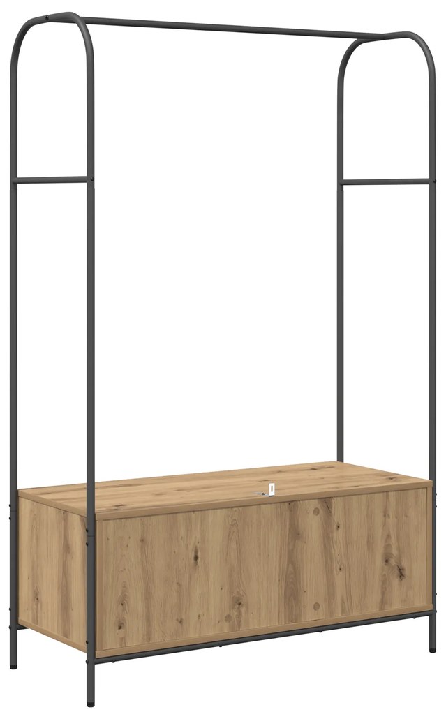 Cabide de Roupas com Prateleiras em Carvalho Artesanal 100x44x160 cm