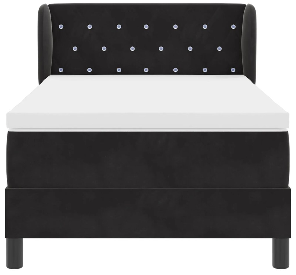 Camas Box Spring vidaXL com Colchão Preto 90x190 cm em Veludo