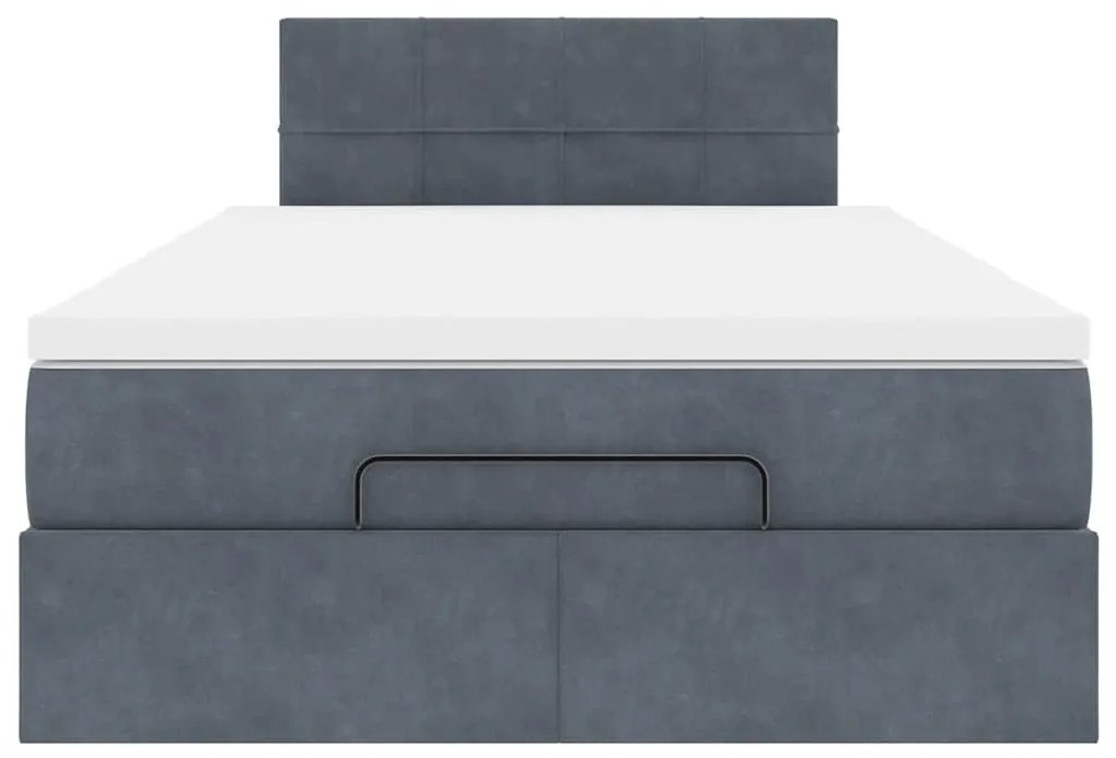 Cama otomana com colchão 120x190 cm veludo cinzento-escuro