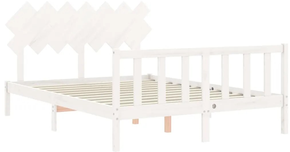 Cama sem colchão 140x200 cm madeira de pinho maciça branco