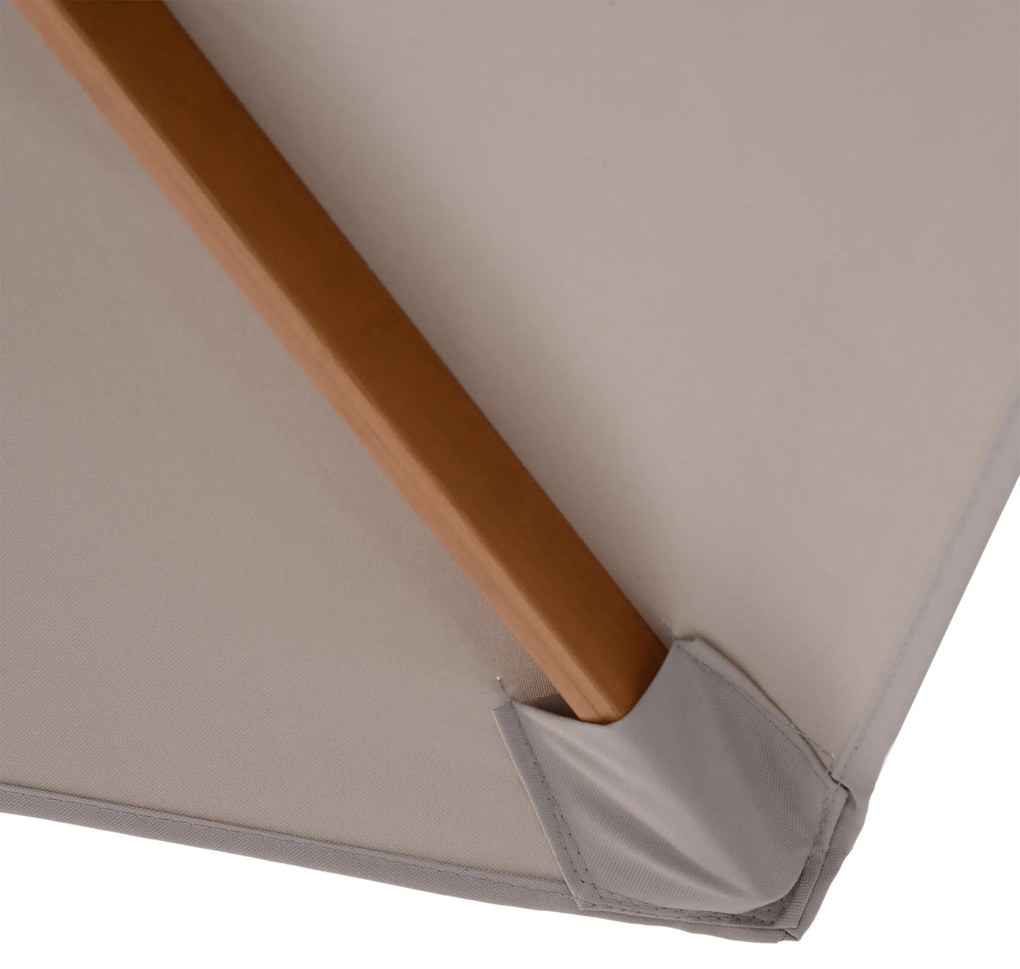 Chapéu de Sol de Madeira Ø250x230 cm para Exterior com 6 Hastes Sistem