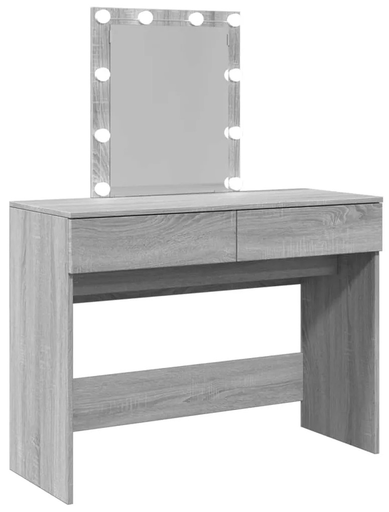 Toucador com LEDs 100x40x130 cm sonoma cinza