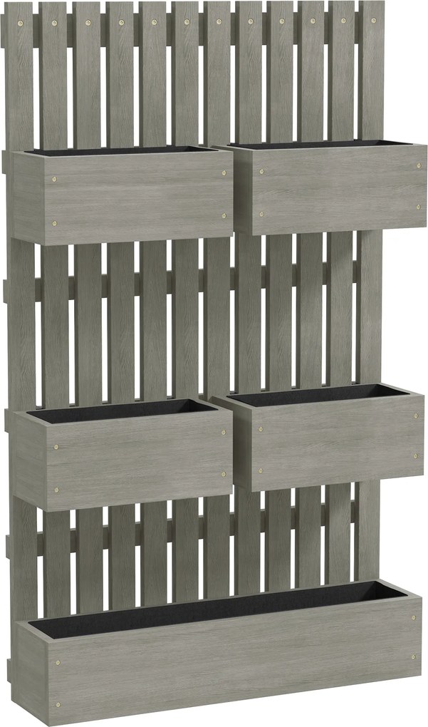 Outsunny Canteiro elevado de madeira ajustável com treliça, estufa, canteiro de jardim 60x16x100cm Cinza | Aosom Portugal