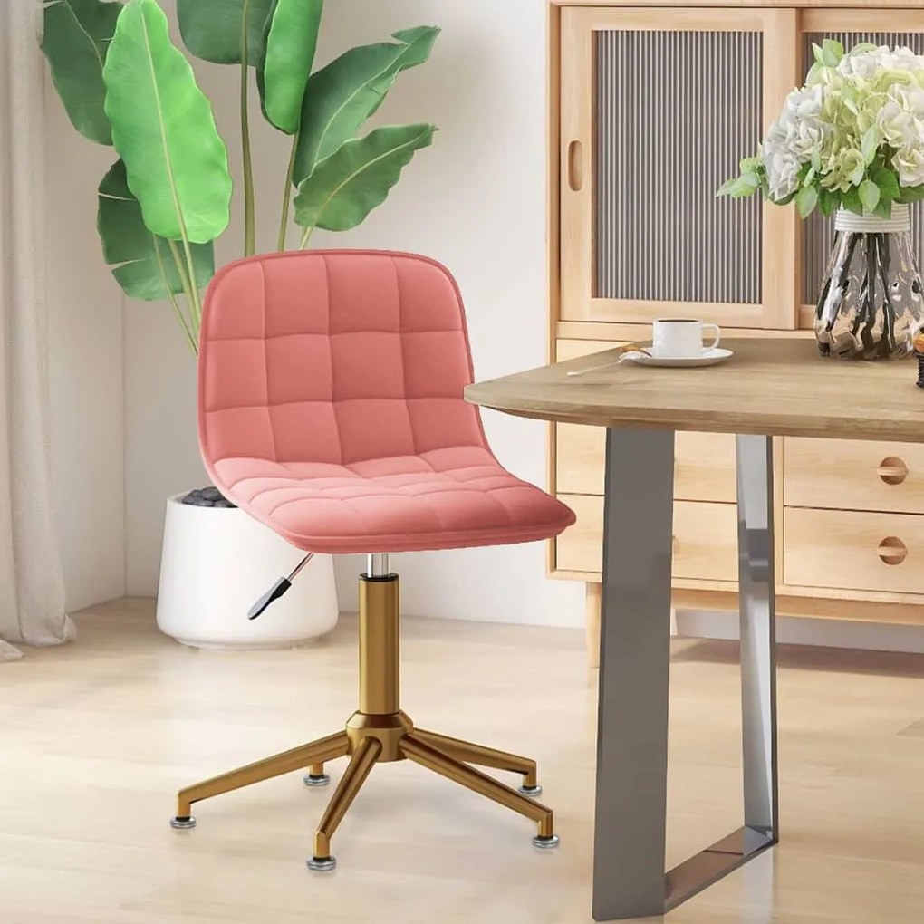 vidaXL Cadeira de jantar giratória veludo rosa
