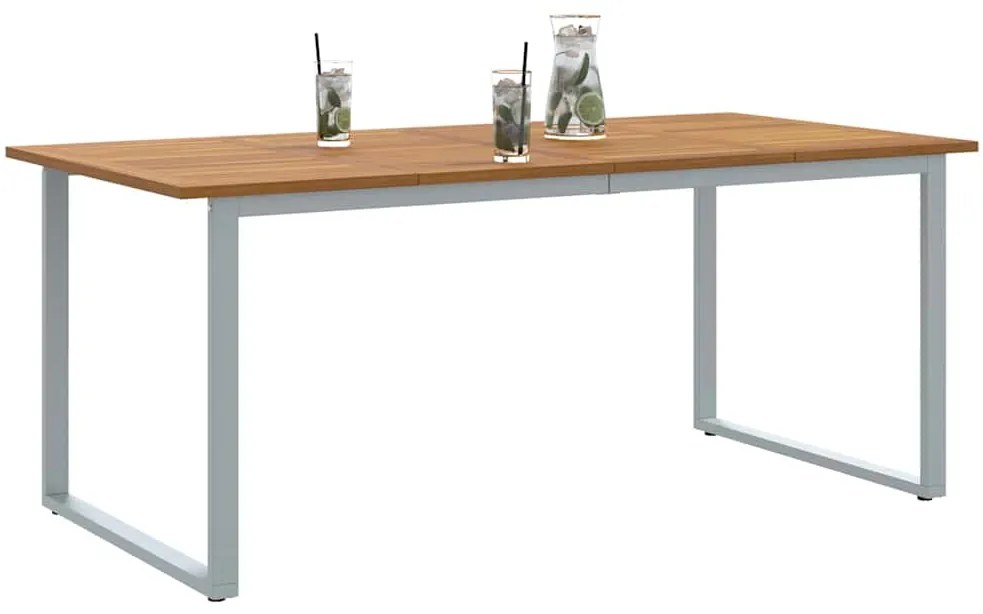 Mesa de Jantar Externa vidaXL Cinza 180x90x75 cm Aço e Madeira Sólida