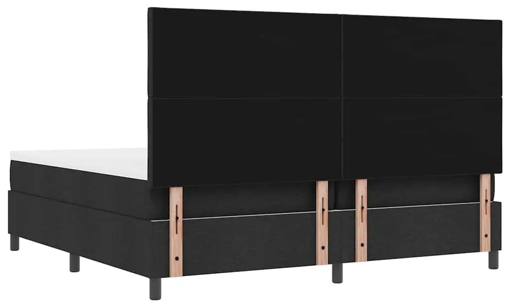 Cama Box Spring com Colchão e Banco Preto 200x200 cm Tecido