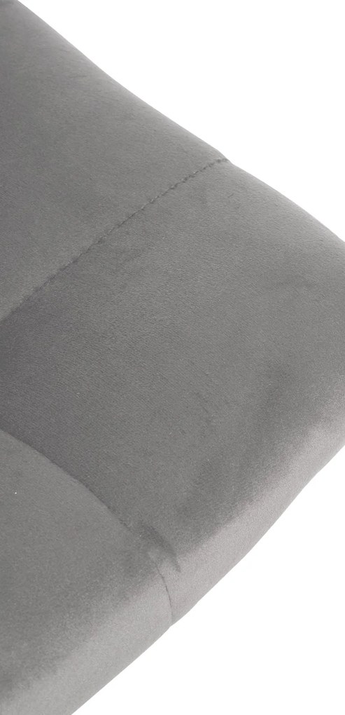 Banco de bar Jerry em veludo com estrutura preta 87-108,5 x 43 x 46,5 cm Cinzento