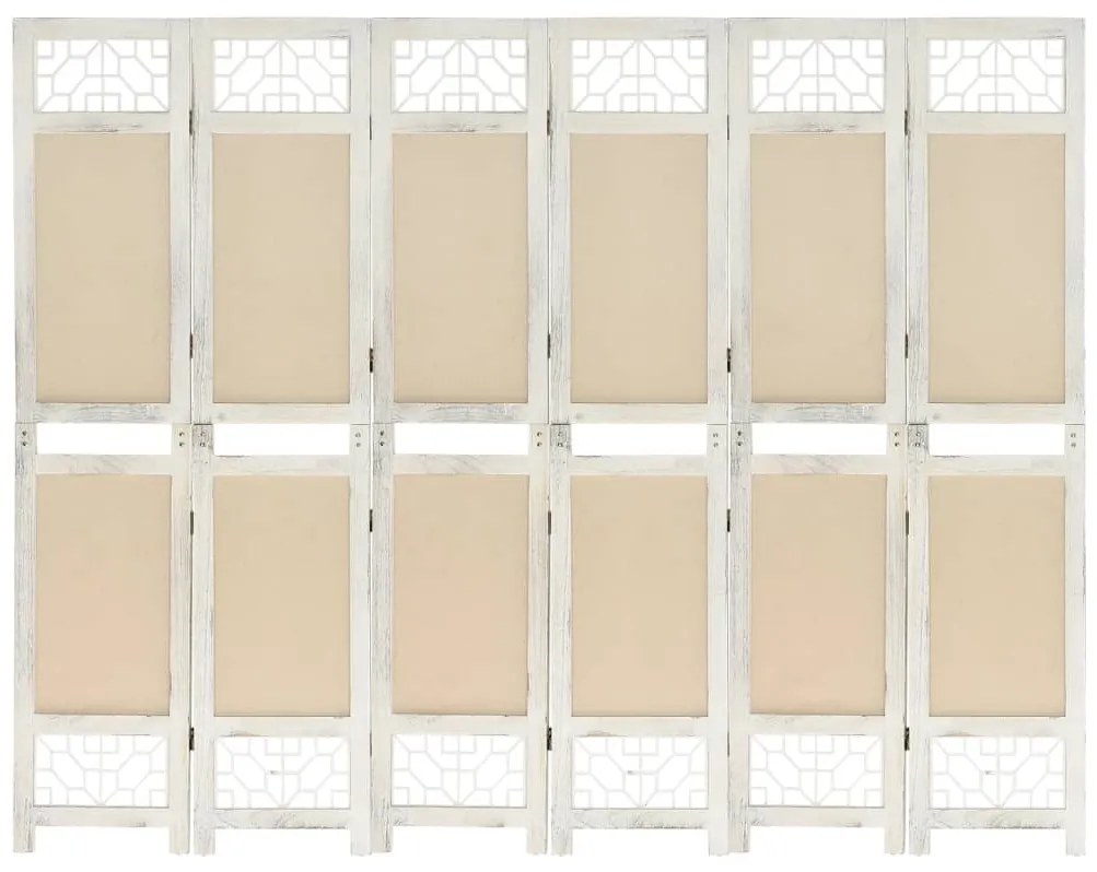 Biombo com 6 painéis 210x165 cm tecido cor creme