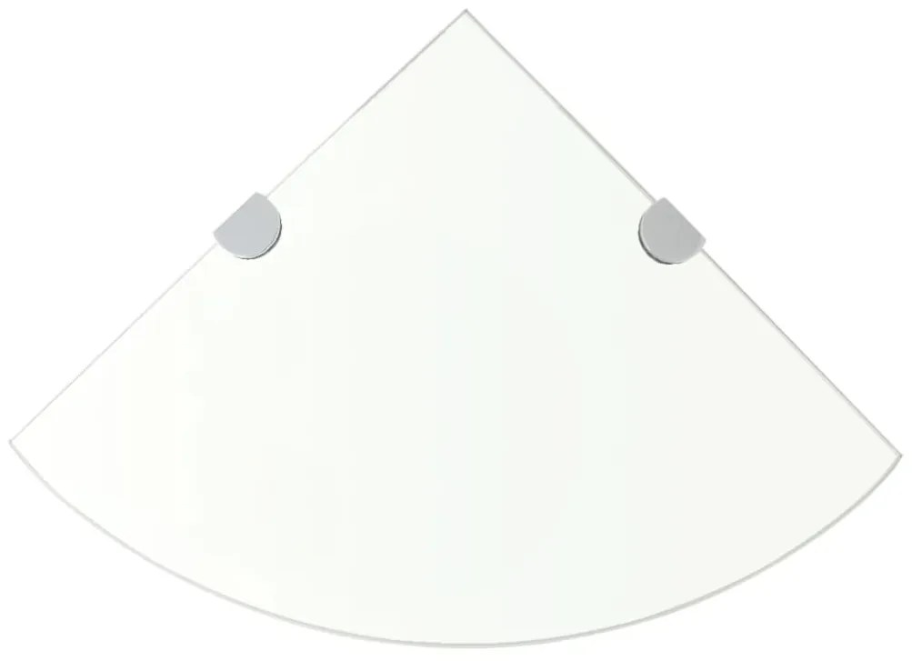 vidaXL Prateleira canto suportes cromados vidro transparente 25x25cm