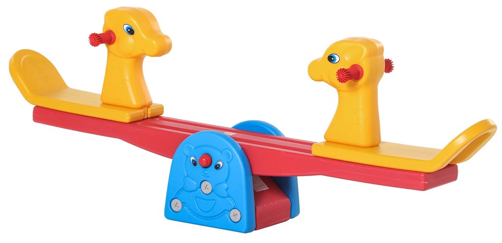 HOMCOM Baloiço Infantil em Forma de Girafa com Encosto Guidão Texturizado Carga 20kg por Assento para Interior e Exterior | Aosom Portugal