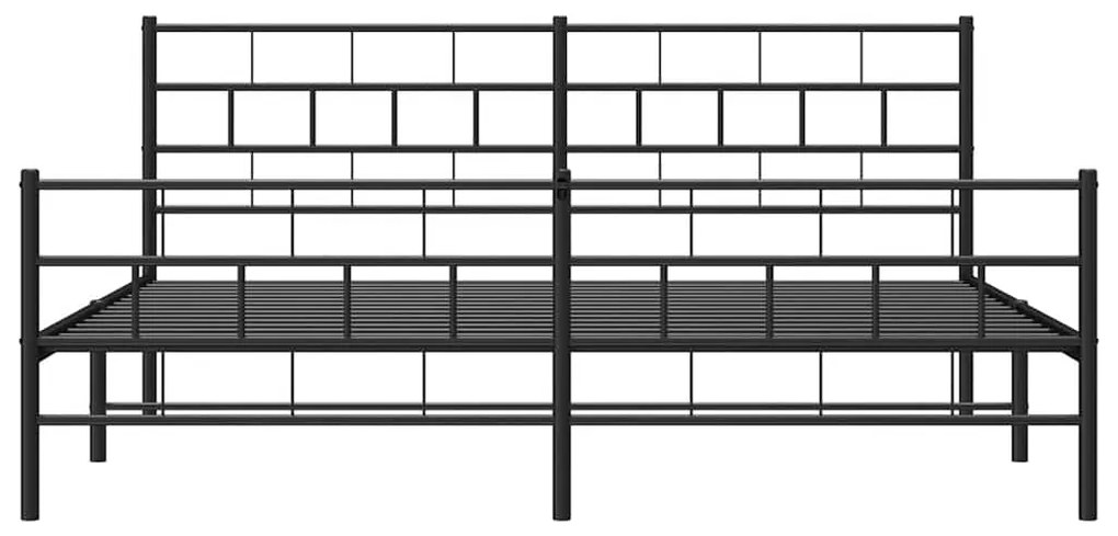 Estrutura de cama com cabeceira e pés 193x203 cm metal preto