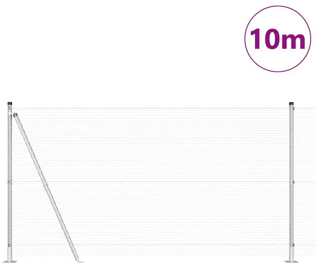 Cerca de Fio Soldado com 7 Postes Flangeados 1.2x10 m Aço Galvanizado