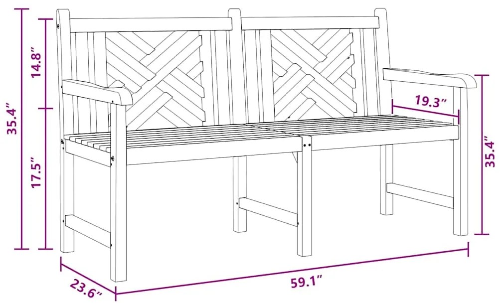 Banco de jardim Castanho 150 x 60 x 90 cm