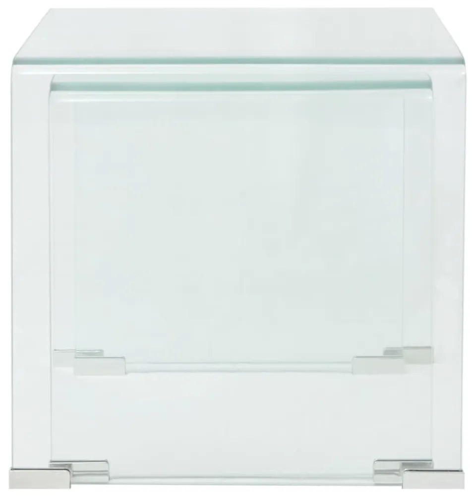 Conjunto mesas de encastrar 2 pcs vidro temperado transparente