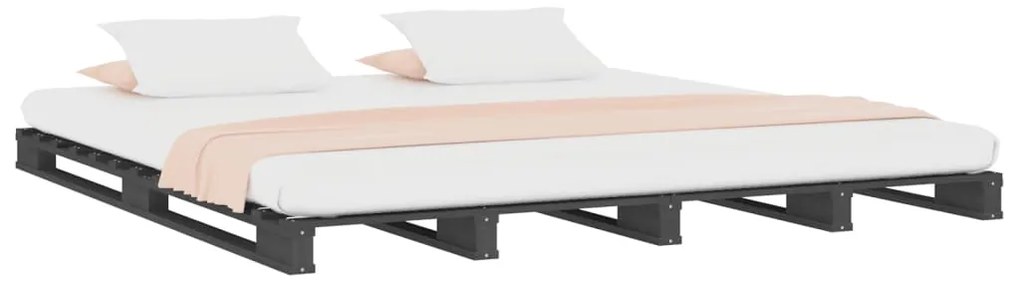 Cama de paletes 140x190 cm madeira de pinho maciça cinza