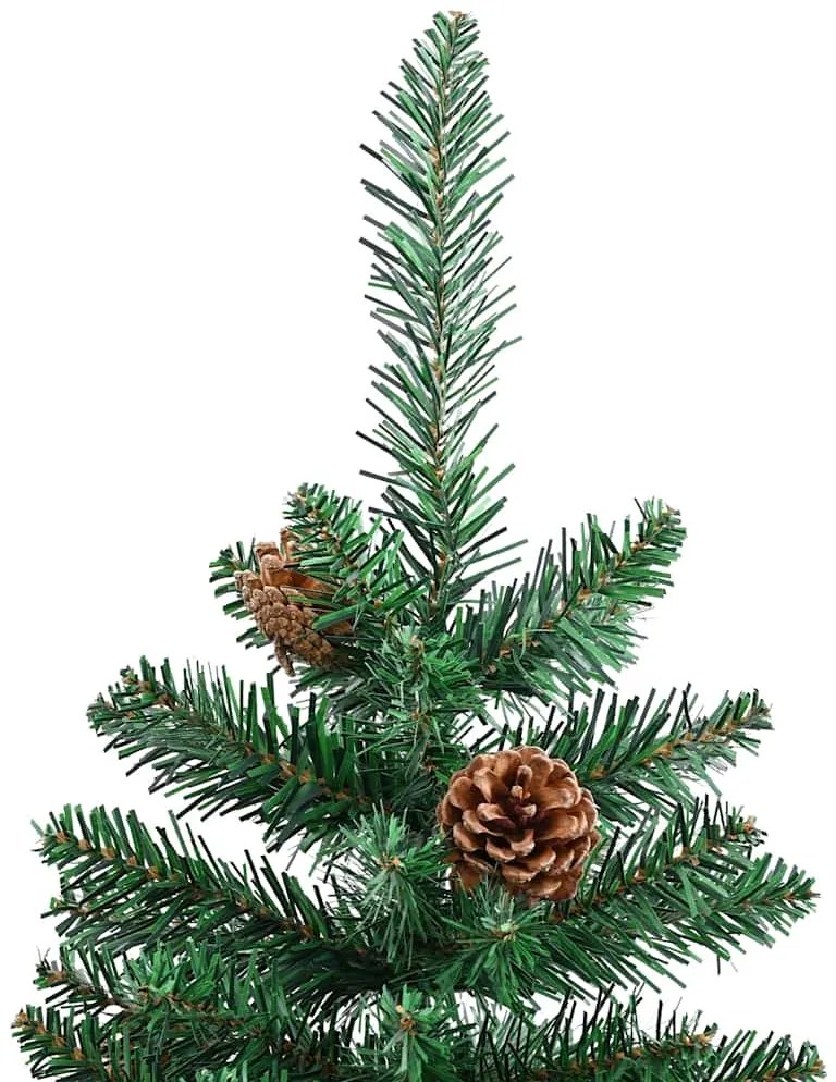 Árvore de Natal fina madeira genuína e neve branca 210 cm verde