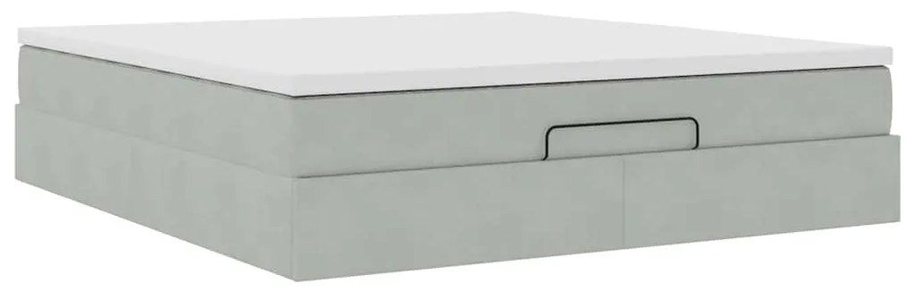 Estrutura de cama otomana com colchão 180x200 cm cinzento claro