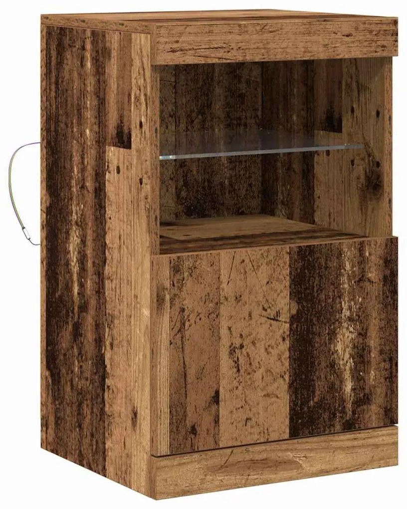 Sideboard vidaXL com Luzes LED Madeira Velha 41x37x67 cm