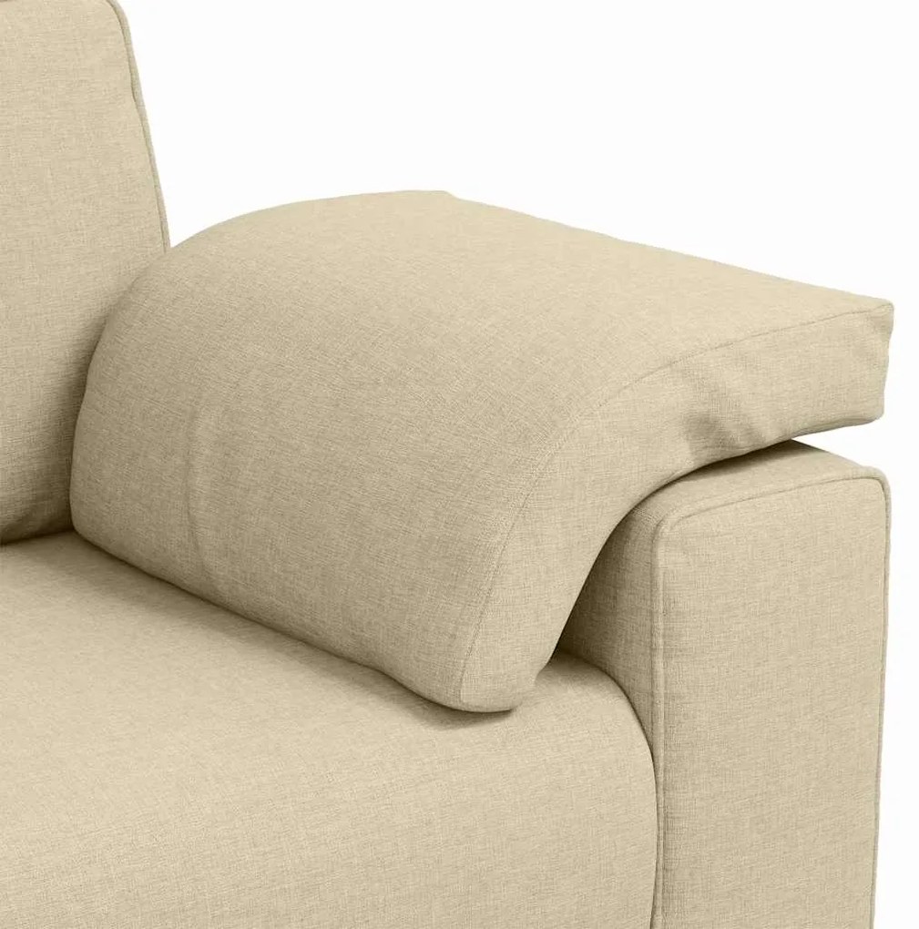 Sofá 3 lugares creme, 178 cm, tecido