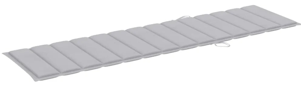 Espreguiçadeiras 2 pcs com almofadão cinzento teca maciça