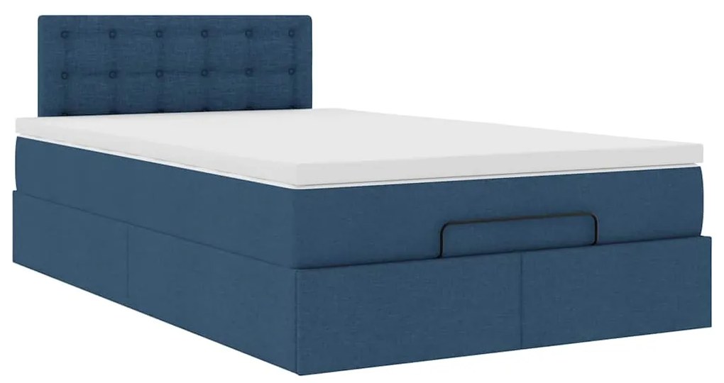 Cama Otomana com Colchão & LEDs Tecido Azul 120x200 cm