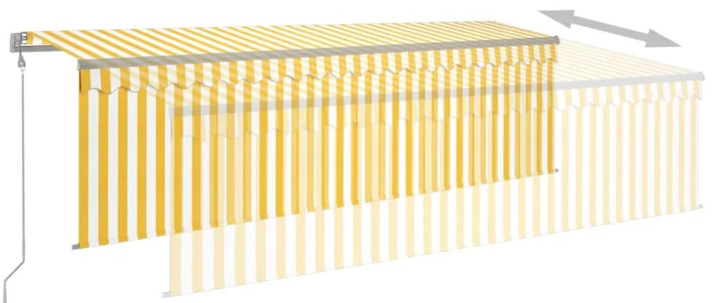 Toldo retrátil automático com estore 5x3 m amarelo e branco