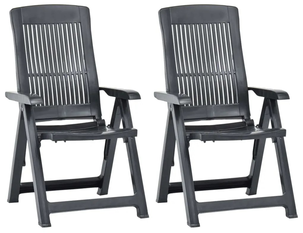 vidaXL Cadeiras de jardim reclináveis 2 pcs plástico antracite