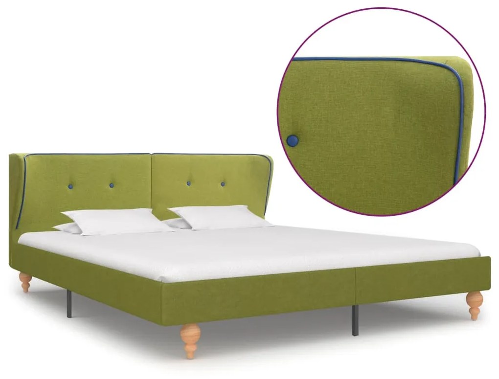 280585 vidaXL Estrutura de cama em tecido verde 160x200 cm