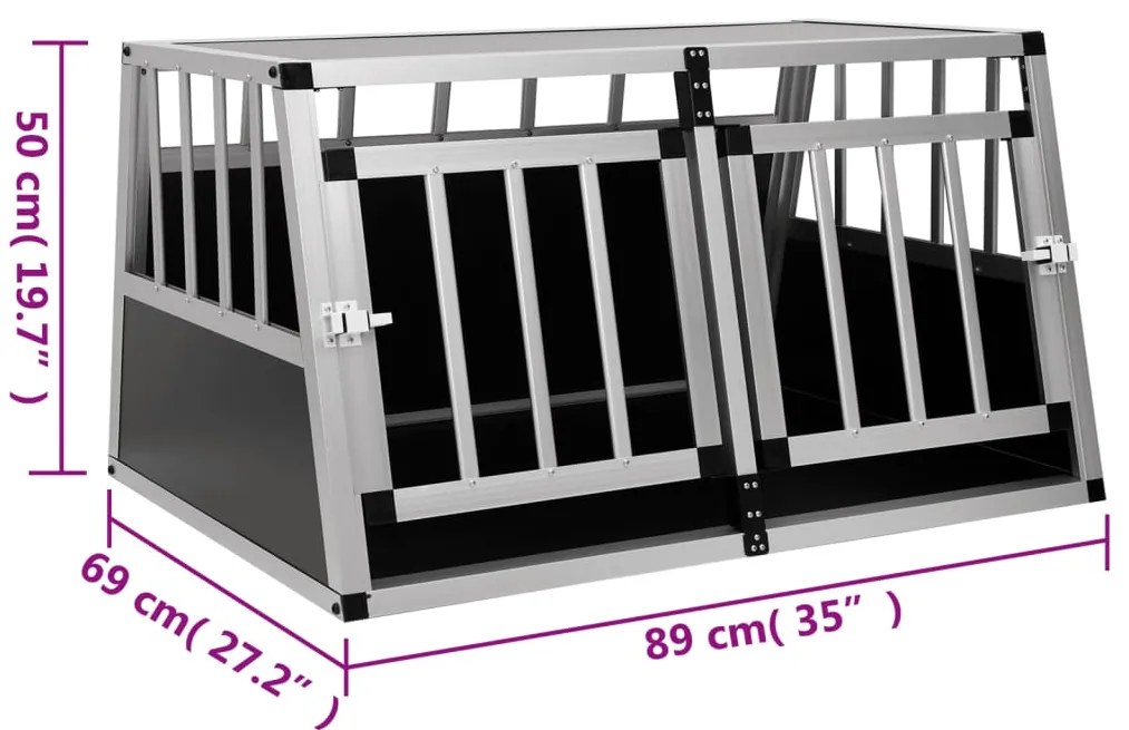 Transportadora para cães com porta dupla 89x69x50 cm