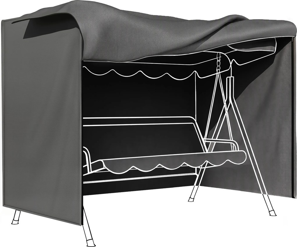 Outsunny Capa Protetora Móveis Jardim Baloiços Exterior Resistente Água Fecho de Correr 205x124x164 cm Cinza Escuro | Aosom Portugal