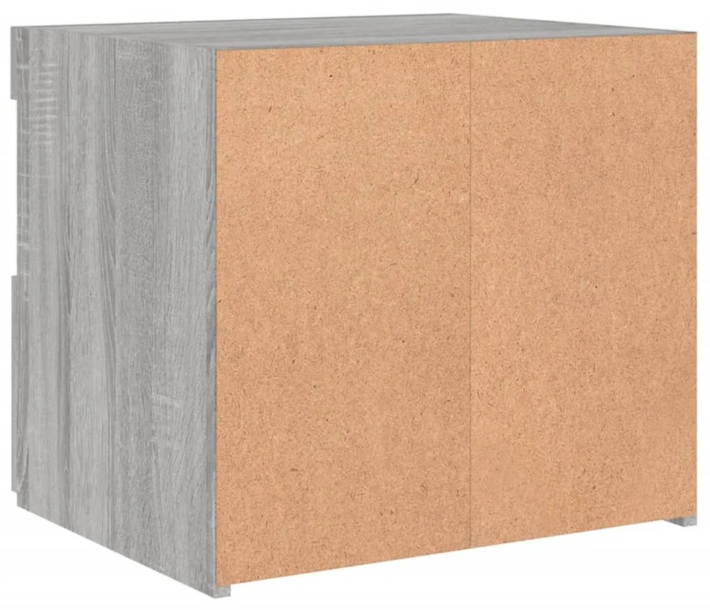 Mesa de cabeceira com luzes LED 50x40x45 cm cinzento-sonoma