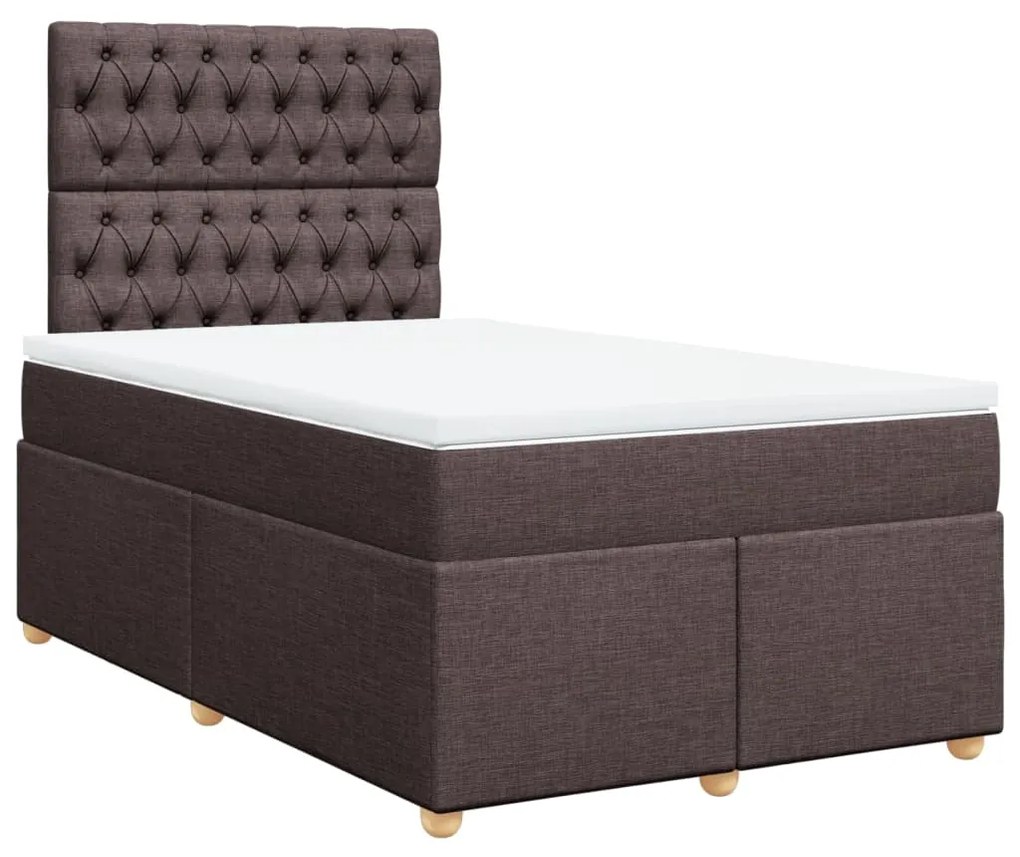 Cama boxspring com colchão 120x190 cm tecido castanho-escuro