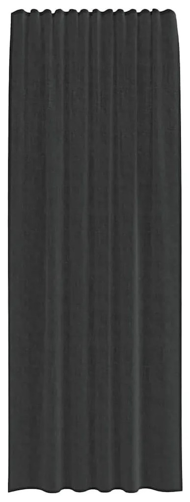 Cortinas de voile com bolsos para varão 2 pcs preto