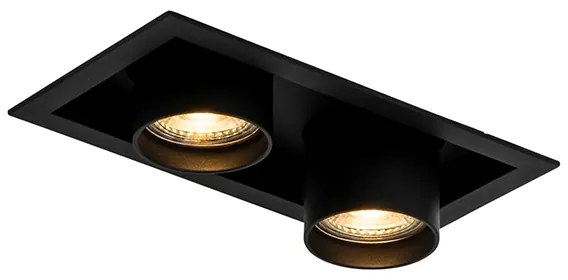 Conjunto de 6 focos embutidos modernos pretos ajustáveis de 2 luzes - Roof