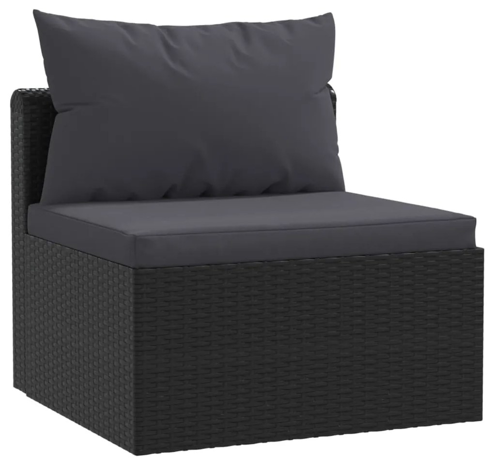 7 pcs conjunto lounge de jardim c/ almofadões vime PE preto