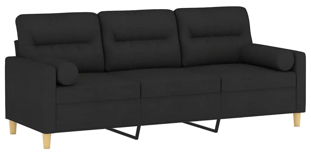 Sofá 3 lugares + almofadas decorativas 180 cm tecido preto