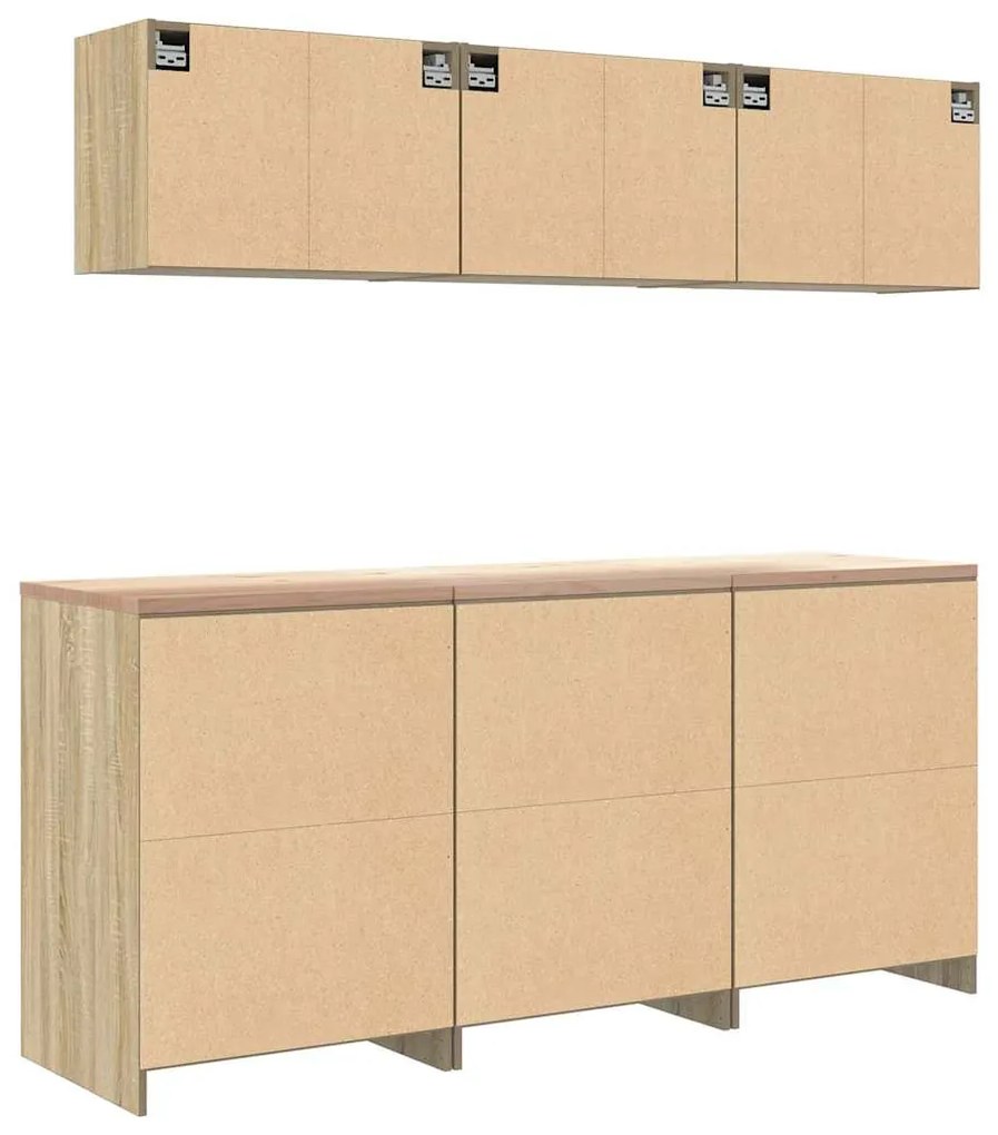 Armários de garagem 6 pcs derivados de madeira carvalho sonoma